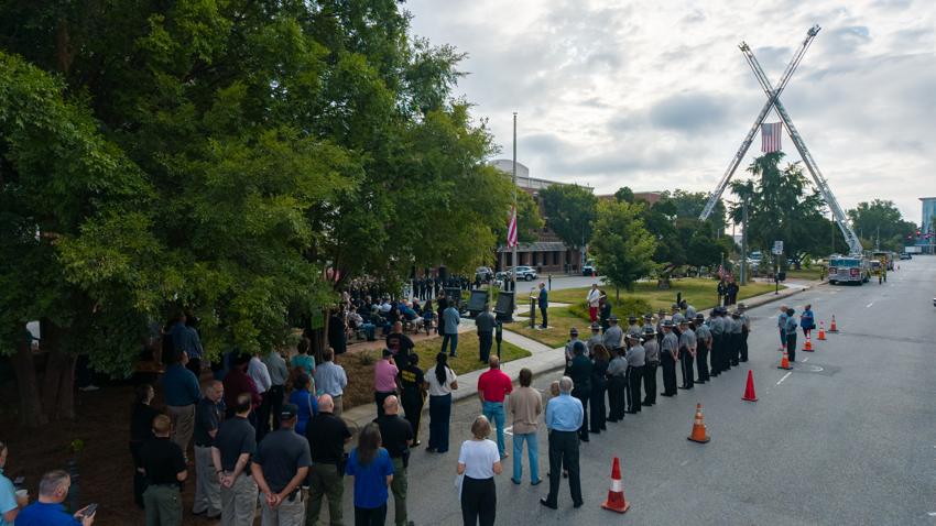 Community members and first responders gathered for the 9/11 remembrance ceremony